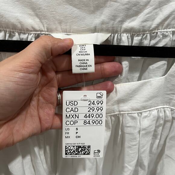 New H&M White Square Neck Peasant Flowy Pirate Top Womens Size Small Renaissance - Picture 2 of 7